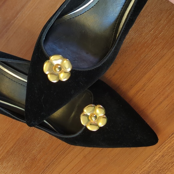 Vintage gold color shoe clips metal flower floral Spain - Picture 4 of 6